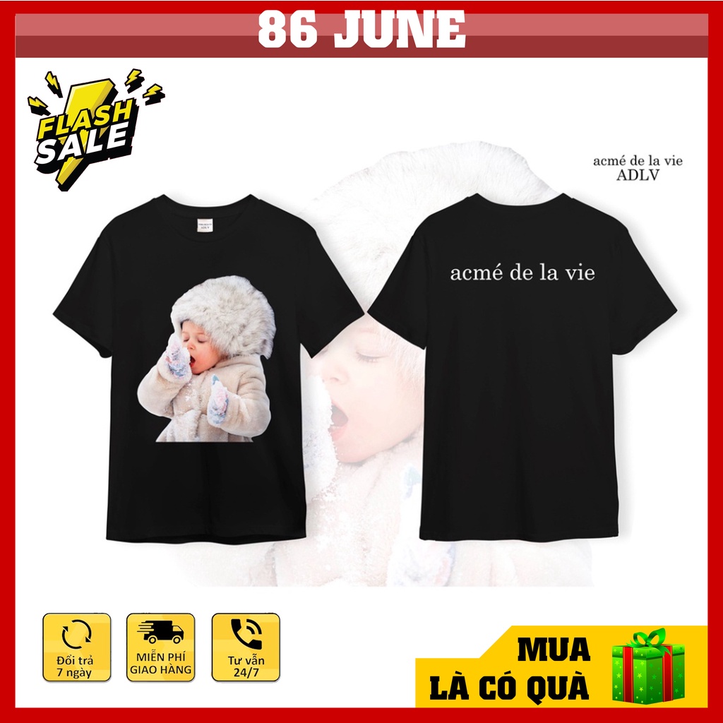 Áo thun Acme de la vie SNOW , áo thun ADLV form rộng tay lỡ oversize chất cá tính siêu cute