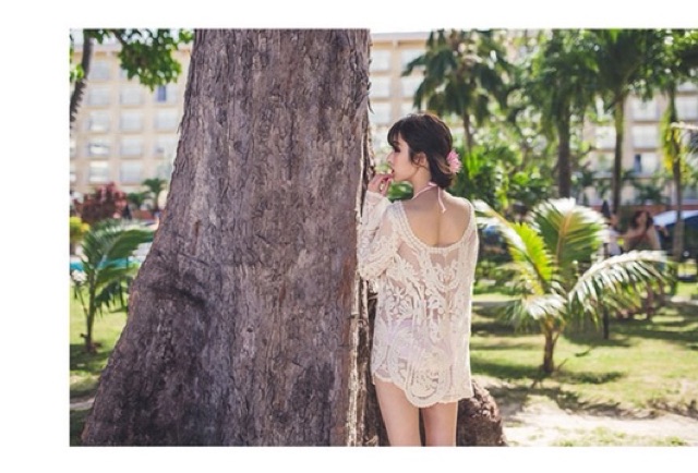 Kimstore_bikini: Áo khoác đi biển (trắng/ kem/ đen) kèm ảnh thật