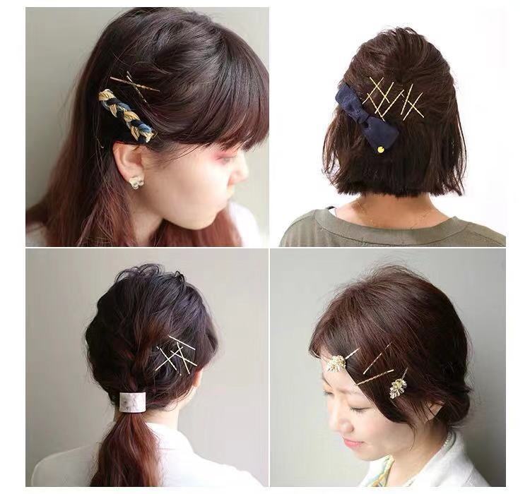 Set 10 kẹp tóc kim loại thiết kế đơn giản thời trang cho nữ