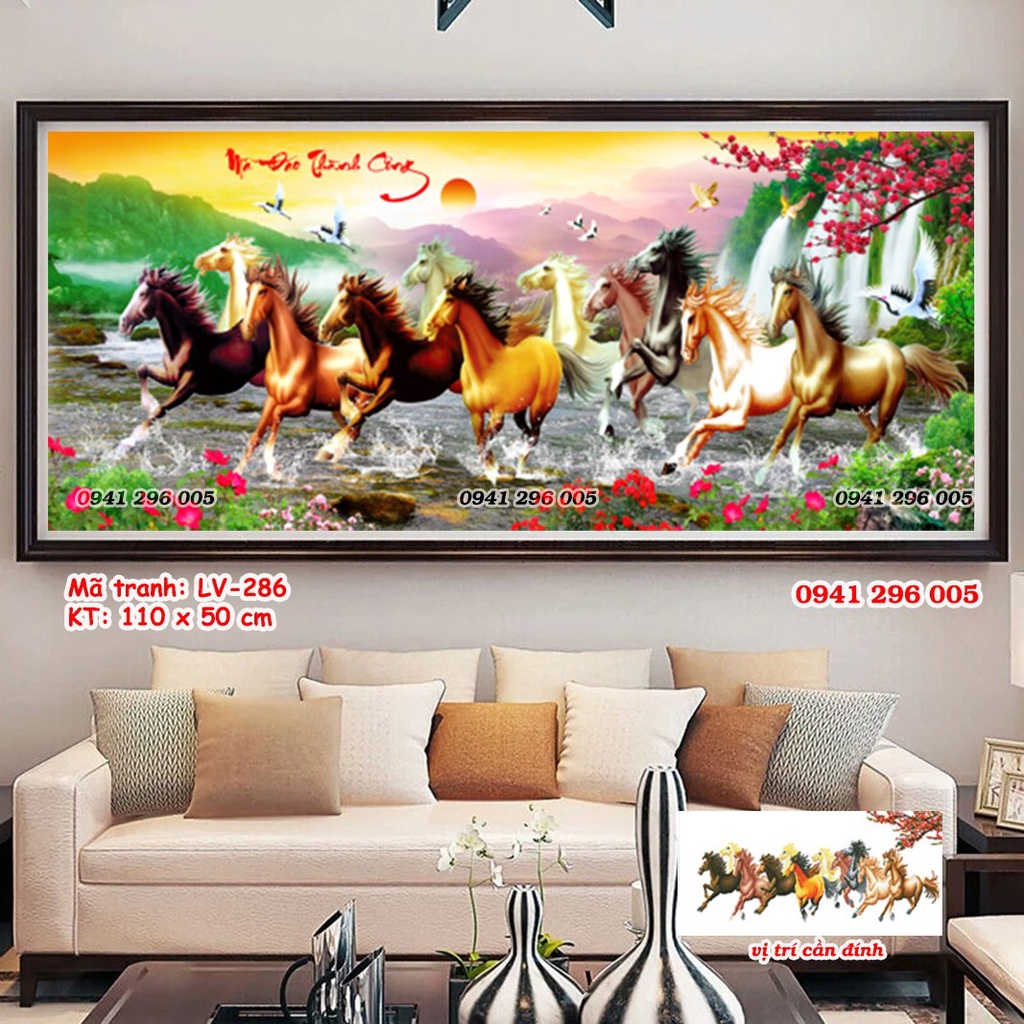 Tranh đính đá Mã Đáo Thành Công LV286 (110x50cm)- chưa đính đá