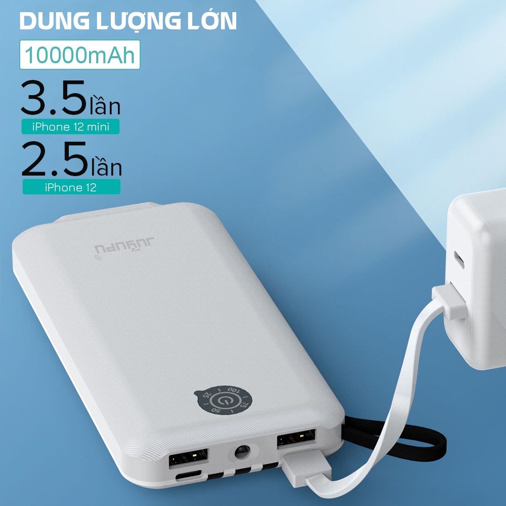 Sạc dự phòng FENGZHI PG101 10000mAh đèn pin và USB 2 mặt cho iPhone Samsung OPPO VIVO HUAWEI XIAOMI