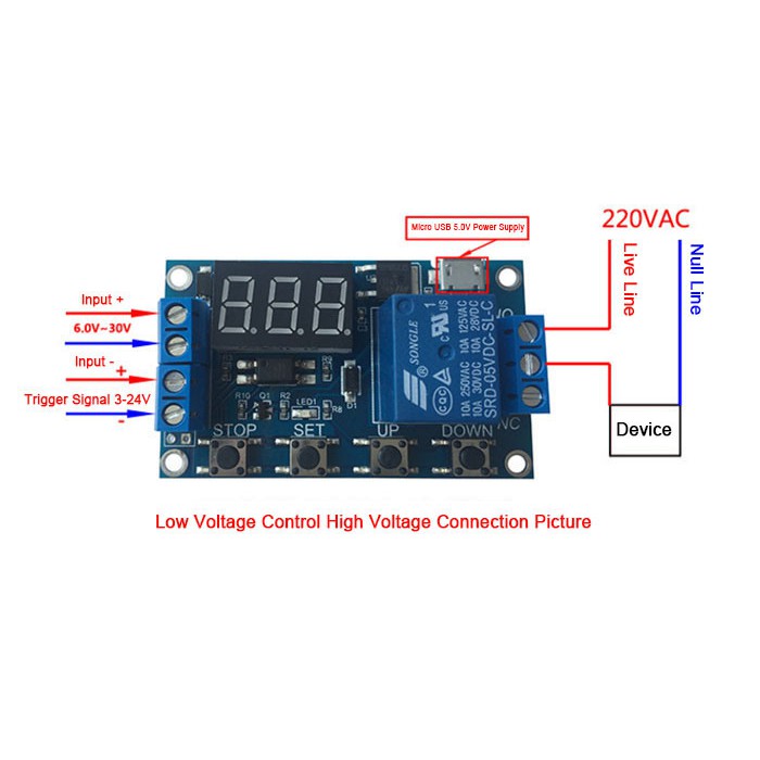 Mạch rơ-le hẹn giờ 6-30V có thể điều chỉnh