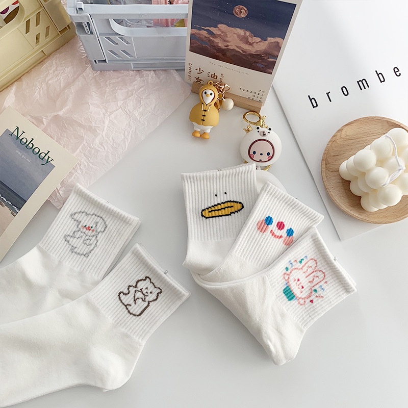 Tất cổ cao nữ, vớ cổ cao nữ hình cute dễ thương chất liệu cotton freesize thoáng mát phong cách ulzzang - Vớ