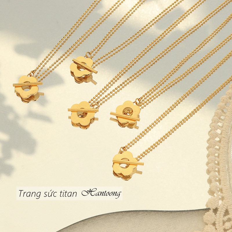 Dây chuyền nữ titan không gỉ mặt hình hoa hướng dương xinh xắn phong cách ins hàn quốc mẫu mới 2022