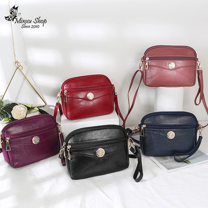 Túi xách đeo chéo nữ da đẹp, Túi Đeo Vai Nhiều Ngăn Đi Chơi Tiện Lợi, Làm Qùa Tặng Xinh Đẹp phong cách Hàn Quốc TD12