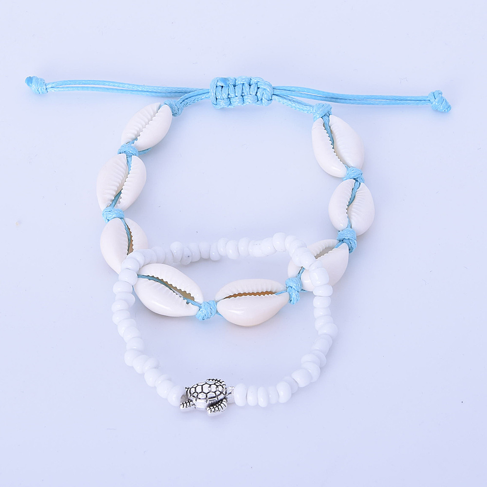 2 Lắc chân xỏ vỏ sò phong cách Bohemian thời trang đi biển cho nữ