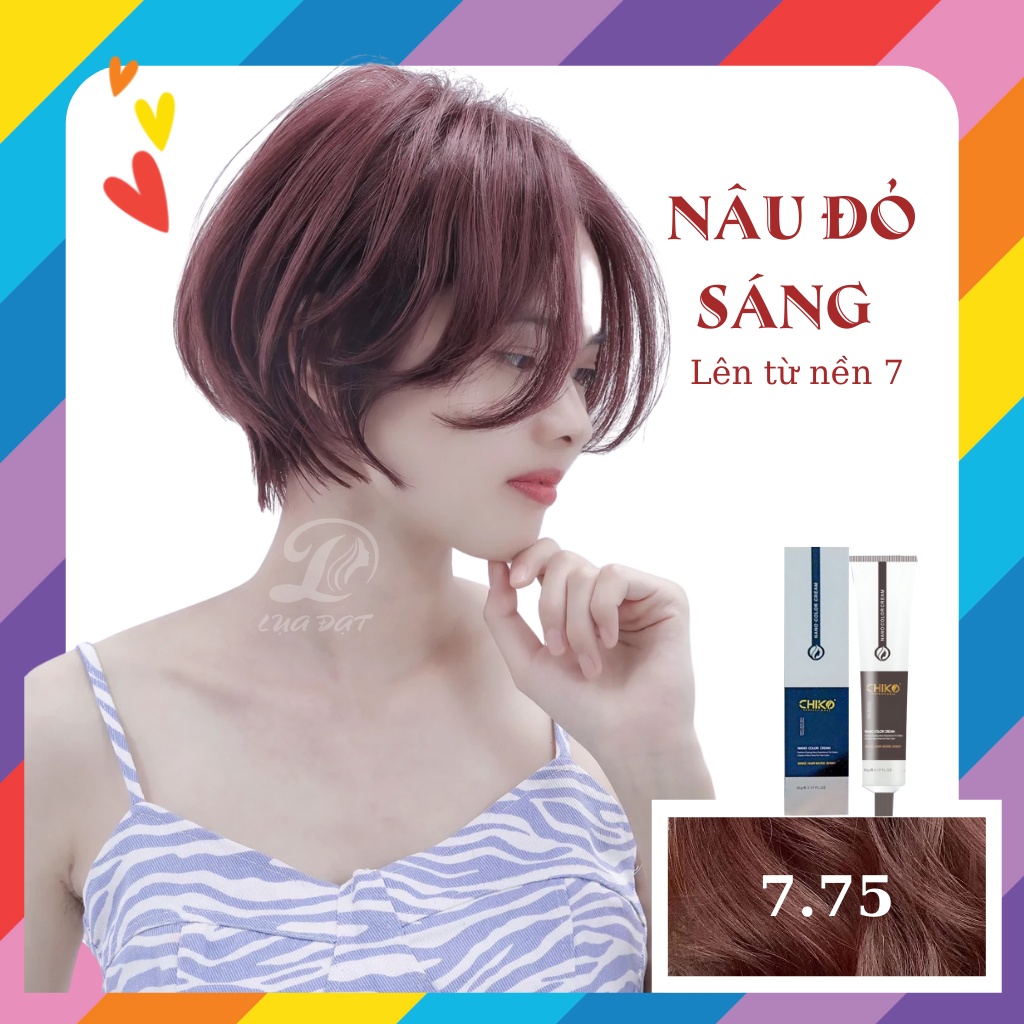 NÂU ĐỎ SÁNG-Thuốc nhuộm tóc màu nâu đỏ sáng màu nhuộm chính hãng KAMI CHIKO+TẶNG kèm trợ nhuộm