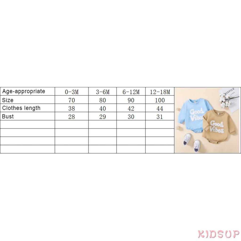 Kidsup1 Bộ Áo Liền Quần Tay Dài Cổ Tròn In Chữ Hoạt Hình Thời Trang Mùa Thu Dành Cho Bé Trai Bé Gái