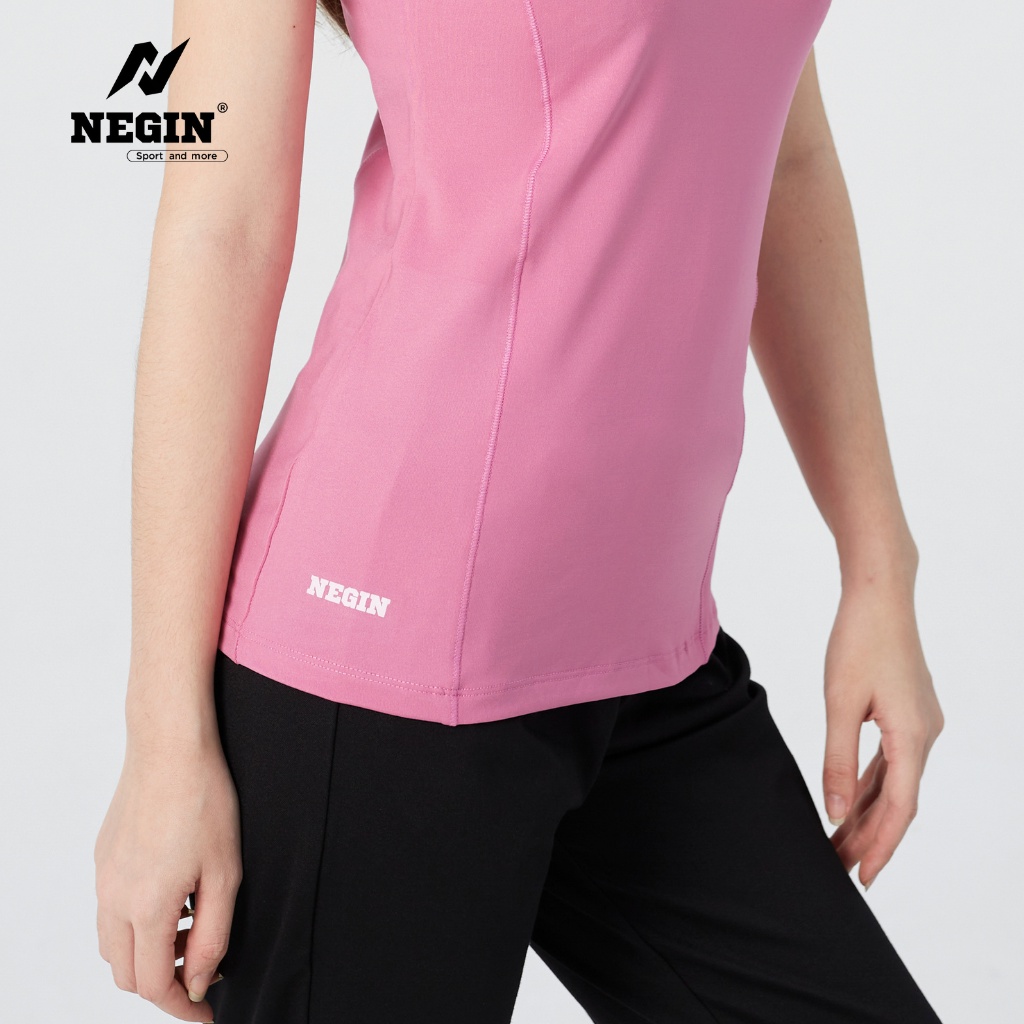 Áo Thun T-Shirt Nữ NEGIN Thiết Kế Cổ Tròn Ngắn Tay Form Ôm Body, Chất Vải Co Giãn Thoáng Mát AN348W