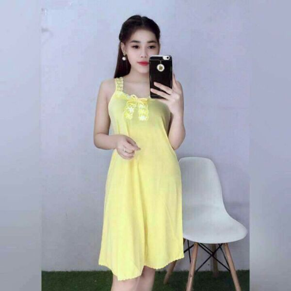 Đầm ngủ mặc nhà thun lạnh Đầm ngủ nữ 2 dây nâng ngực dáng suông | BigBuy360 - bigbuy360.vn
