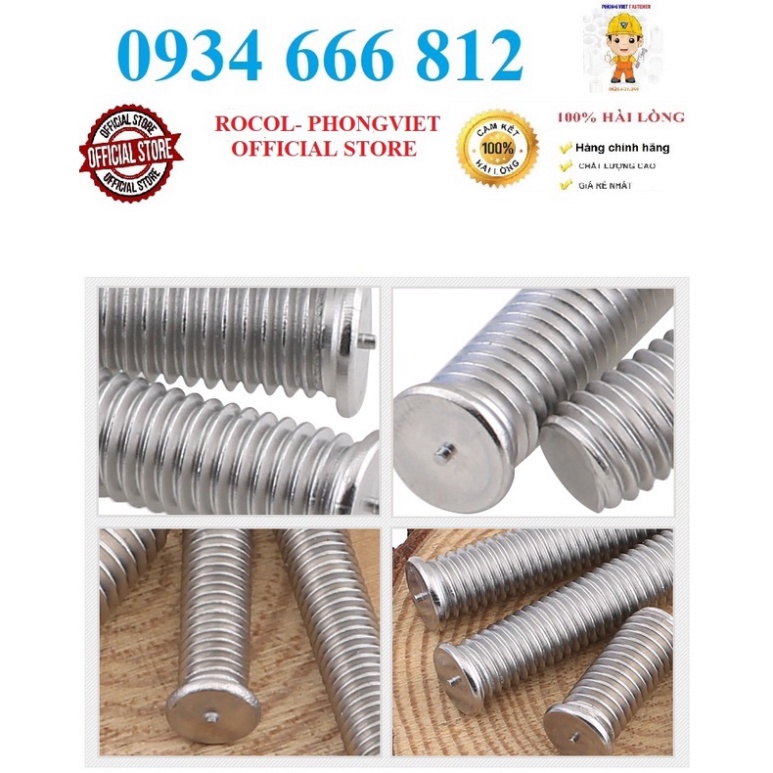 Combo 50c Bulong hàn nổ,hàn chập inox 304 M5X10 M5X20