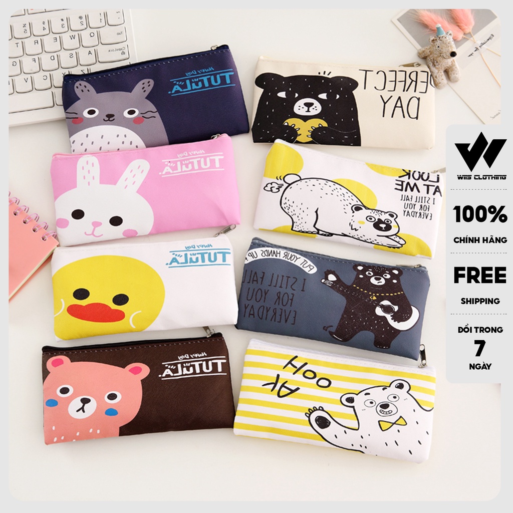 Túi đựng bút WIIS da Pu đựng viết, điện thoại, mắt kính kich thước 18.5CM x 9CM
