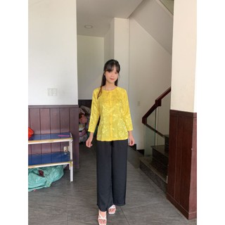 set gấm cổ tròn tay dài Bà ba miền tây size 40-70kg