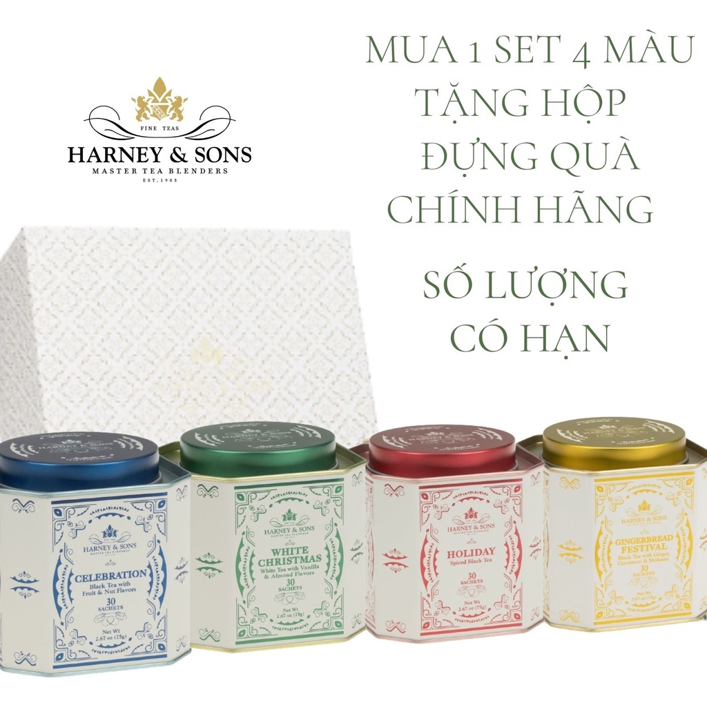 [hàng Mỹ date 2023]Trà đen Harney and Sons hương quả hạt, vanilla đậu khấu, bánh mì gừng, cam quế