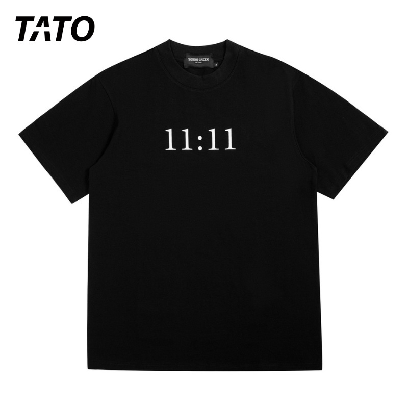 Áo Thun TATO Tay Lỡ 11:11 , Áo Phông Cotton Cổ Tròn Unisex Form Rộng Phong Cách Hàn Quốc - TATO Boutique