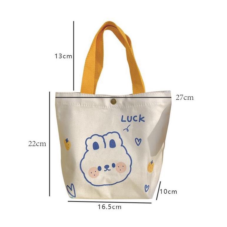 Túi tote xách tay mini vải canvas in họa tiết nhiều mẫu tùy chọn đáng yêu dành cho nữ