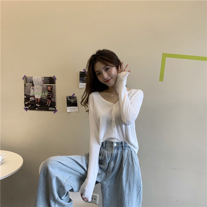 Áo nữ ZHELIHANGFEI dệt kim mỏng tay dài thời trang xuân thu 2022