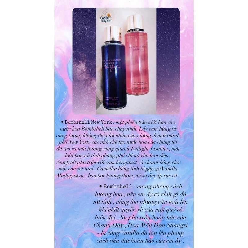 Body mist xịt thơm Victoria’s Secret 250ml 𝐁𝐨𝐦𝐛𝐬𝐡𝐞𝐥𝐥 𝐍𝐞𝐰 𝐘𝐨𝐫𝐤 (màu đen) | Thế Giới Skin Care
