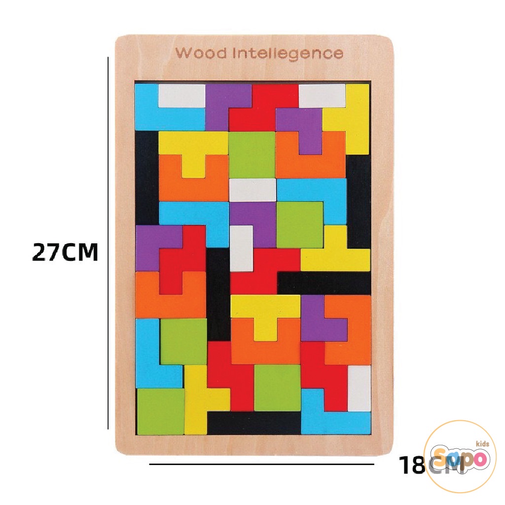 Đồ Chơi Xếp Hình Thông Minh Cao Cấp Size Đại, Tetris Xếp Gạch Gỗ Pitomio Montessori cho bé sapo kids