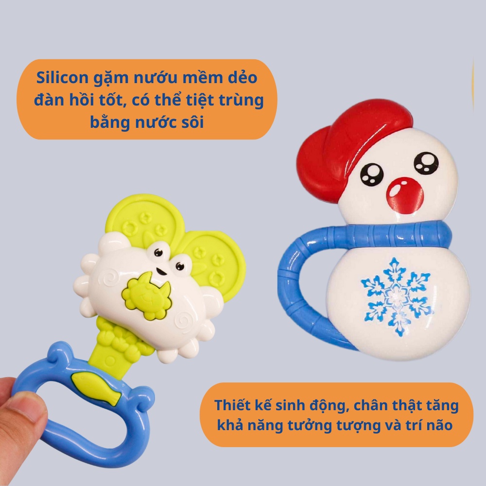 Combo túi 7 món đồ chơi xúc xắc lục lạc an toàn cho bé Toys House 77627