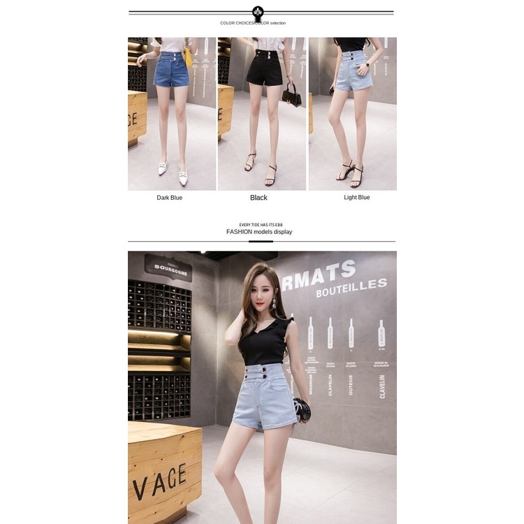 Quần Short Jean Lưng Cao Dáng Ôm Co Giãn Tốt Thời Trang Xuân 2020 Phong Cách Hàn Quốc Cho Nữ