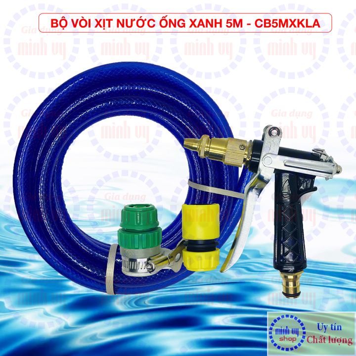 Bộ ống lưới xanh kèm vòi xịt nước rửa xe, tưới cây , chiều dài ống  5m / 10m đầu nối nhanh nối thẳng vòi nước