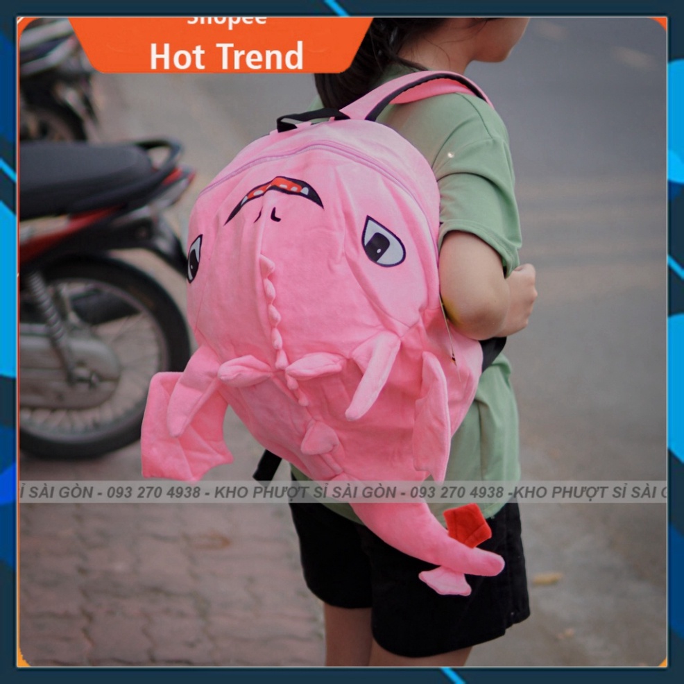 CÓ VIDEO - Balo thời trang đi học siêu cá tính Rồng con sún răng có nơ đuôi màu xanh ngọc cute