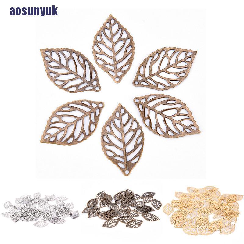 Bộ 50 mặt dây hình chiếc lá rỗng làm đồ trang sức DIY