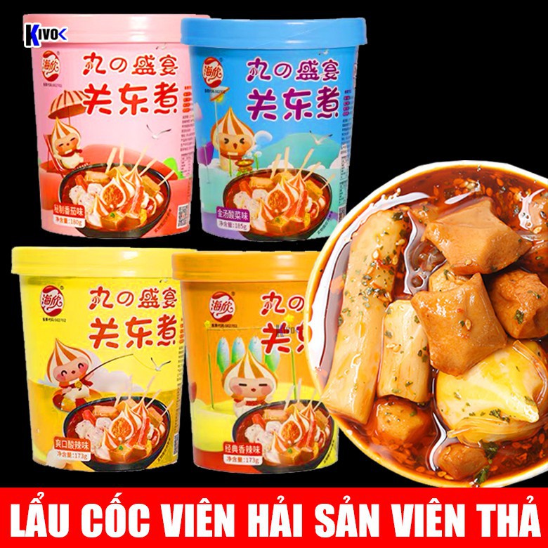 [LOẠI MỚI] Lẩu Cốc Viên Hải Sản - Kèm Miến Ăn Bao No - Hộp 165gr