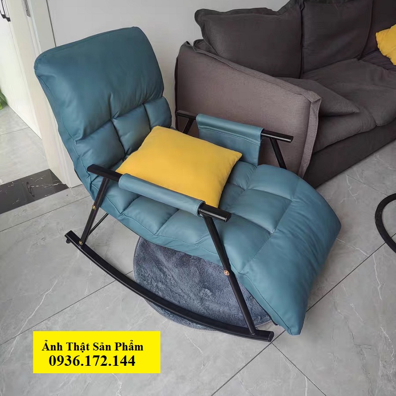 Ghế bập bênh thư giãn đệm da cao cấp - Ghế sofa lười bọc da thư giãn khung thép - Có Video Và Ảnh Thật