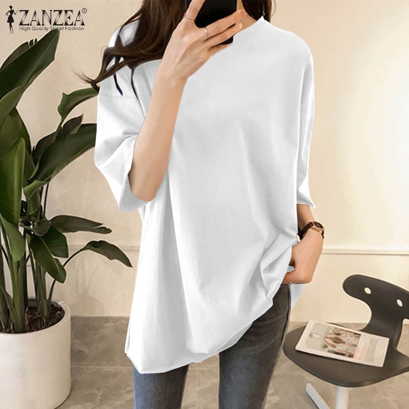 Áo thun ZANZEA tay ngắn cổ tròn dáng rộng thời trang cho nữ