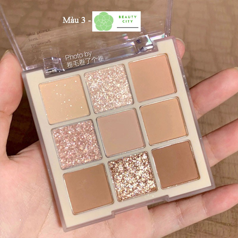 Bảng Phấn Mắt Nhũ Lì 9 Ô Vuông Dikalu Baby, Ánh Nhũ Thời Trang Beautycity