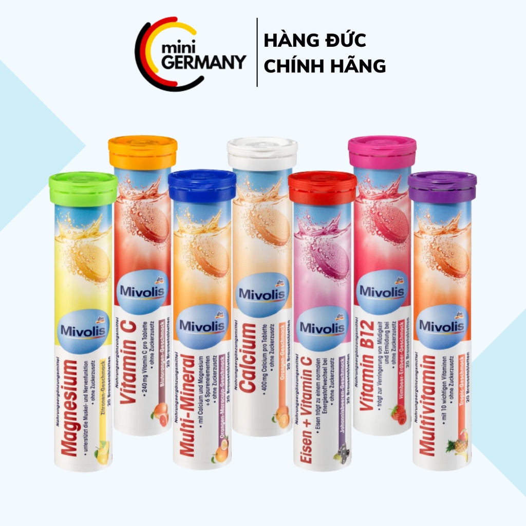 Viên sủi Mivolis hàng Đức hộp 20 viên bổ sung Vitamin C - tăng cường miễn dịch - Hỗ trợ sức khỏe