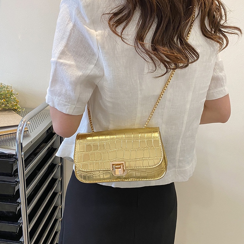 Túi Đeo Vai Họa Tiết Đá Phối Dây Xích Thời Trang Cho Nữ