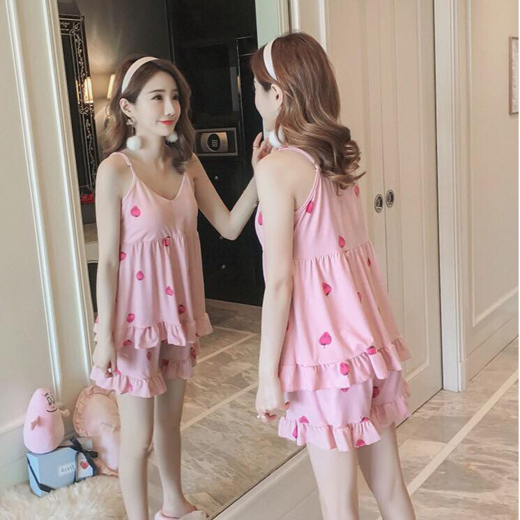 🍓 Bộ Đồ Ngủ 2 Dây Trái Dâu Tây Có Đệm Mỏng Siêu Cute 🍓-Z22-C9T2 | BigBuy360 - bigbuy360.vn