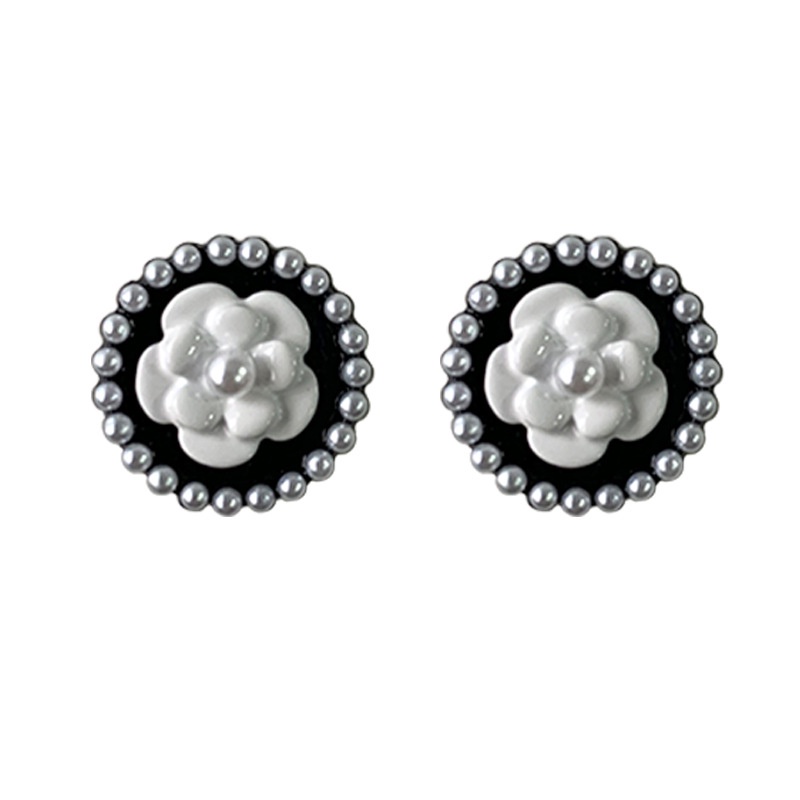 Bông Tai Hình Hoa Trà Màu Đen Phong Cách Retro 2022