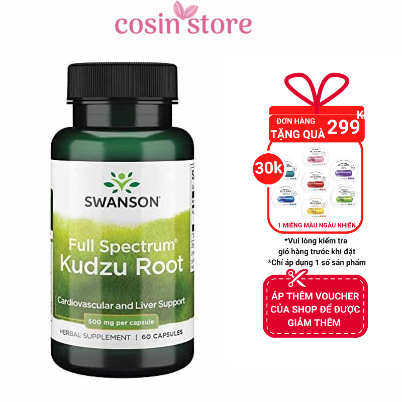 Viên uống Bổ Gan Swanson Kudzu Root 500mg 60 viên hỗ trợ chức năng gan Cosin Store