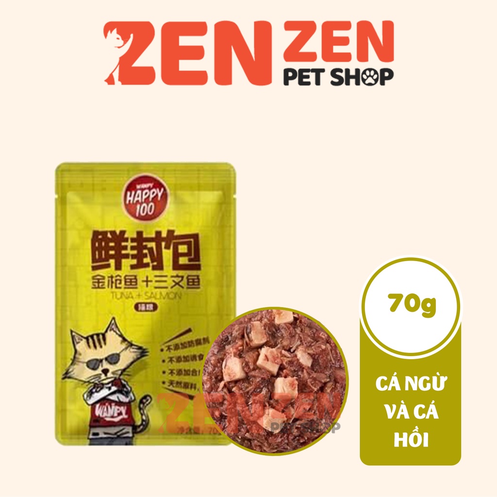 Pate Wanpy Happy 100 cho mèo - 6 vị - gói 70g