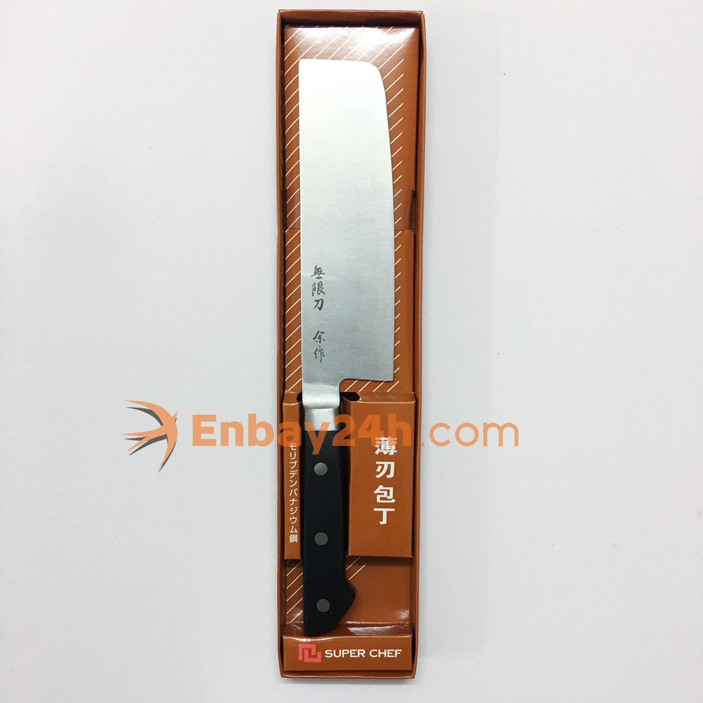 Dao bếp Nhật bản Nakiri đầu vuông lưỡi 16.5cm cán nhựa ABS Dao-A