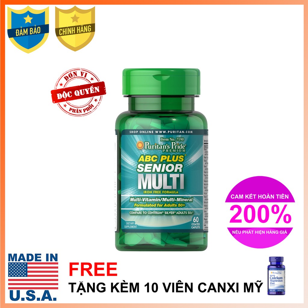 Vitamin và Khoáng chất tổng hợp cho người 50t ABC Plus Senior MultiVitamin 60 viên