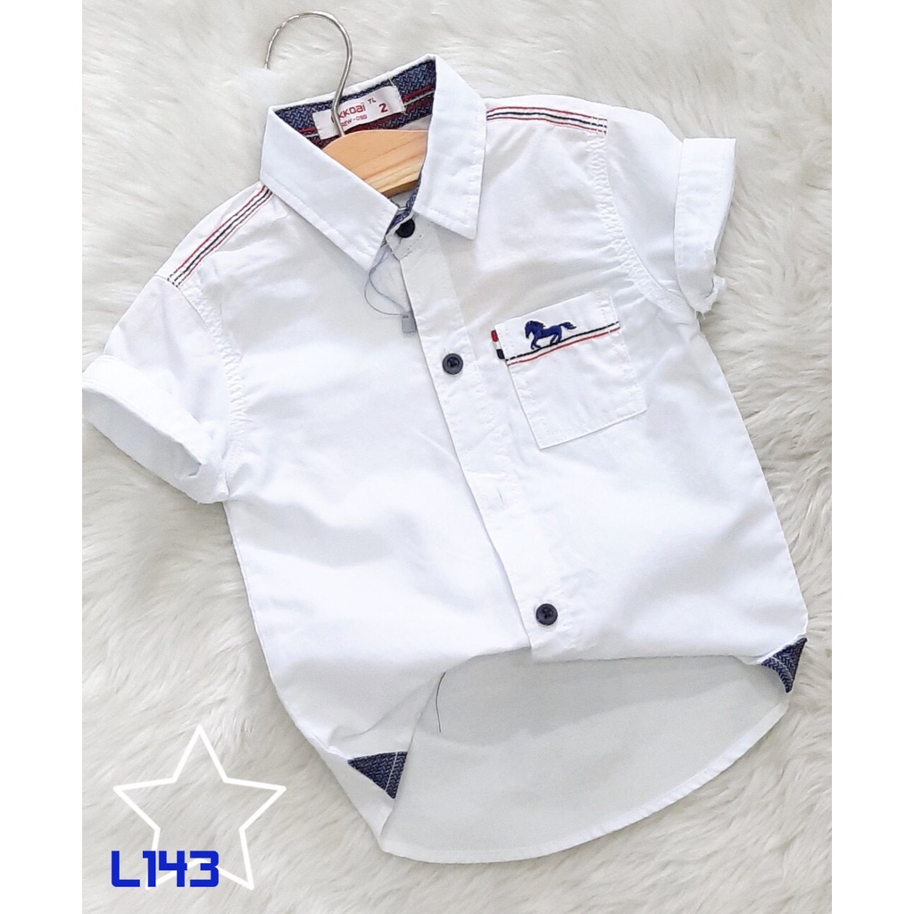 Áo sơ mi cao cấp từ 8 đến 24 kí cho bé trai - cá tính - dễ thương, Vải Kate cotton - mềm mịn, mát, bền màu