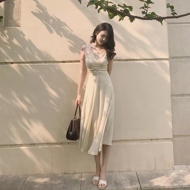 Đầm hai dây hở lưng ulzzang / Đầm dự tiệc sang trọng