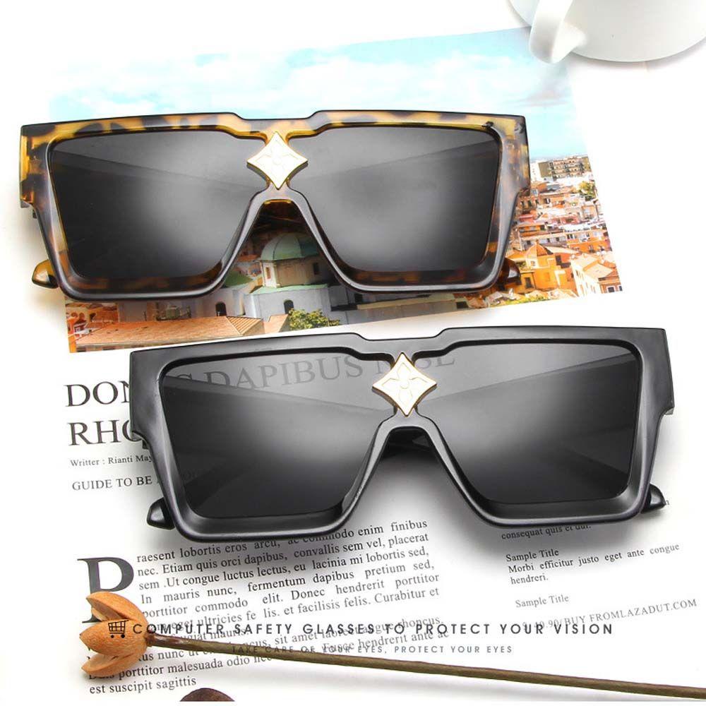Kính Mát Gọng Vuông Lớn In Họa Tiết Da Báo Phong Cách Hip Hop Thời Trang Cho Nam Và Nữ WMES15H