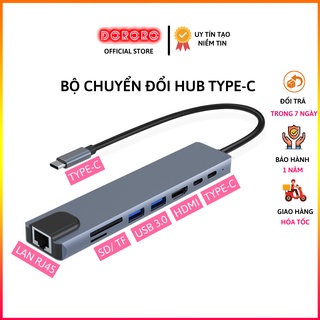 Hub Type C to HDMI VGA Lan RJ45 USB 3.0 Jack  Audio 3.5 TF SD. Bộ chuyển đổi Type C cho Laptop, Smartphone
