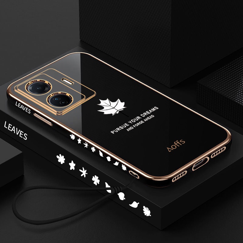 Ốp Điện Thoại Silicon Cao Su Hình Lá Phong 6D Cho Vivo Y77 5G Y21 Y33S Y21S Y16 Y35 Y22S Y22 Y02S Y95 Y75 Y15S T1