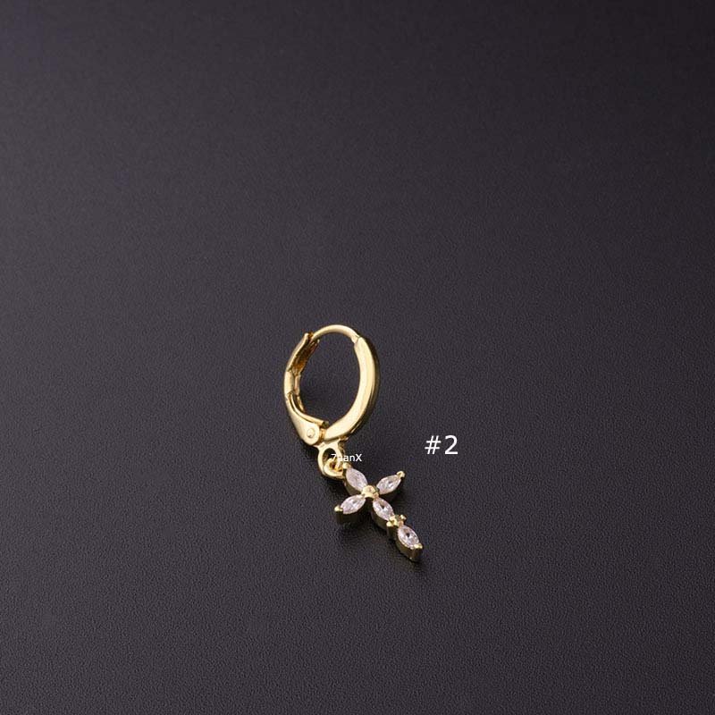 Khuyên tai mặt thả đính đá zircon độc đáo thời trang