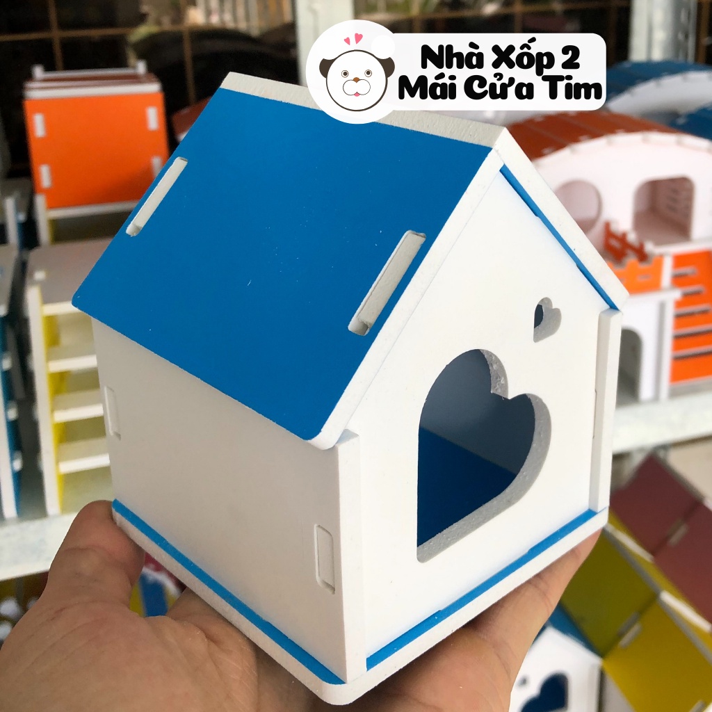 Nhà ngủ hamster. NHÀ 2 MÁI XỐP cửa tim