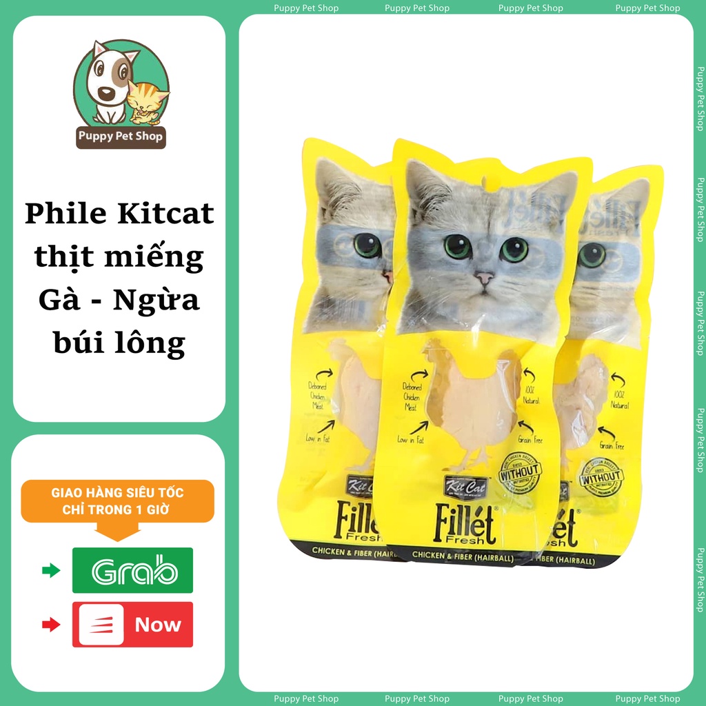 Snack thưởng Phi lê gà và cá ngừ KitCat nguyên miếng cho mèo 30g- Thịt thật siêu thơm ngon