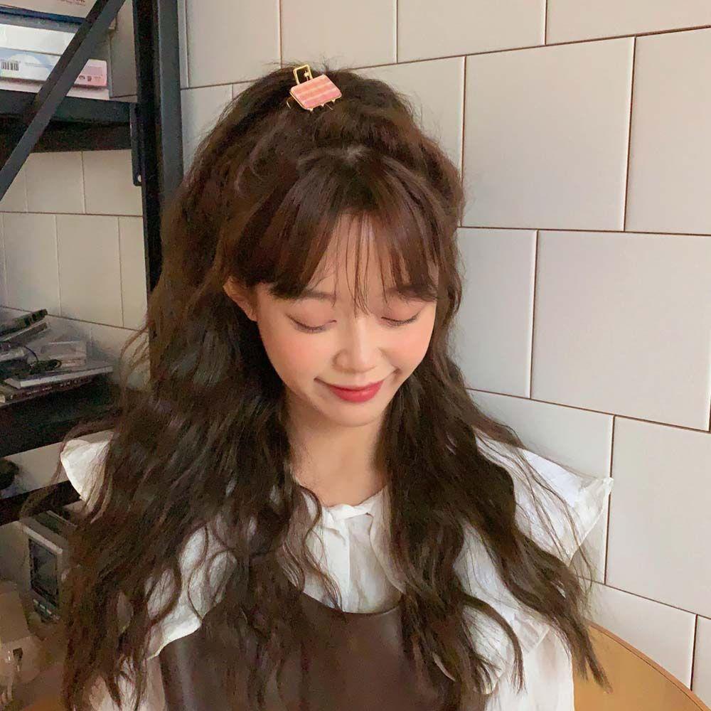 Kẹp Tóc Kim Loại Hình Chữ Nhật / Cá Mập Nhỏ Họa Tiết Kẻ Ô Nhiều Màu Sắc Xinh Xắn WMES15H