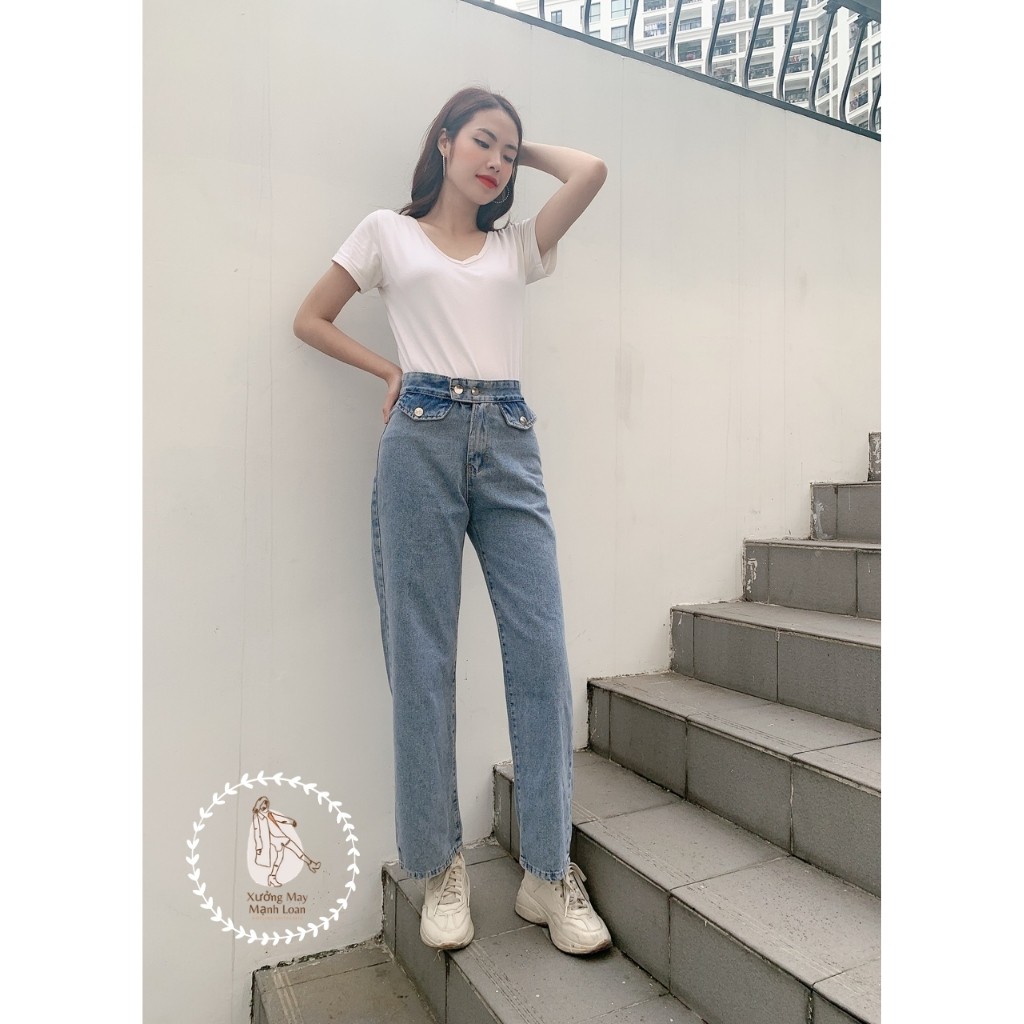 Quần Jean Nữ Ống Rộng Cluton Cao Cấp